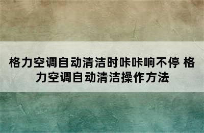 格力空调自动清洁时咔咔响不停 格力空调自动清洁操作方法